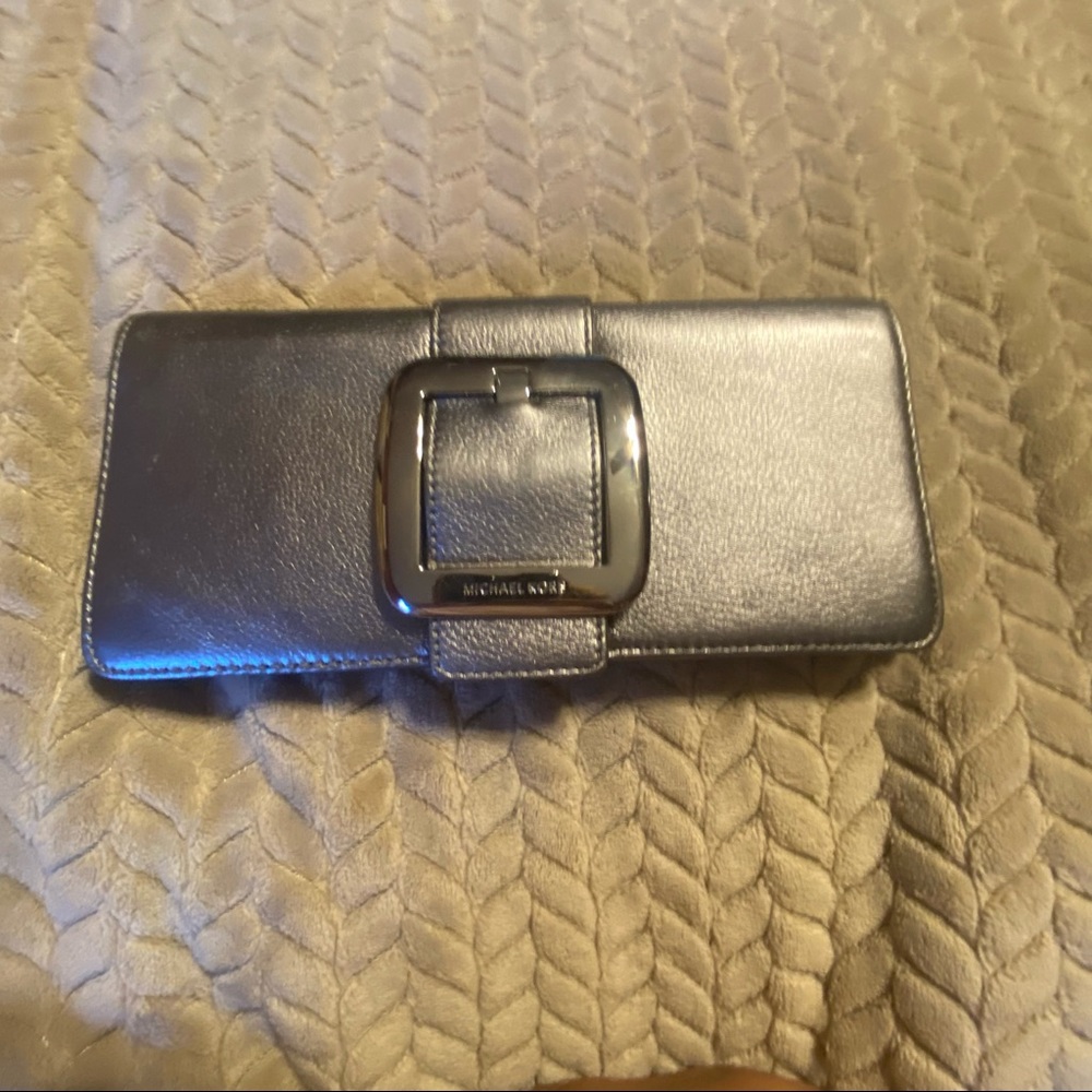 Michael Kors Silver Clutch w/ Buckle